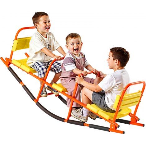 Kinderwippe, 90 kg Tragkraft, Schaukelwippe aus Metall mit Griffen, Karussellwippe für Kinder ab 3 Jahren, Gartenwippe für draußen, Rasen, Hinterhof, Spielplatz, 2 Sitze, 1535x490x645 mm (1/5)