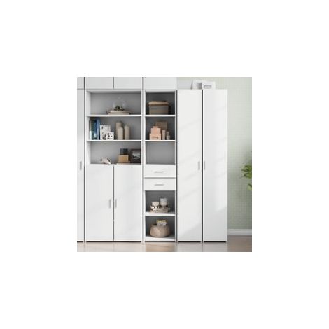 Buffet haut blanc 40x42,5x185 bois d'ingénierie (1/5)