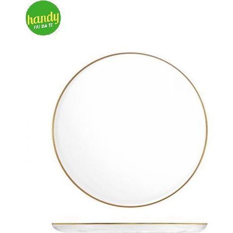 Piatto in vetro H&H Versailles Ø33 cm trasparente con bordo oro