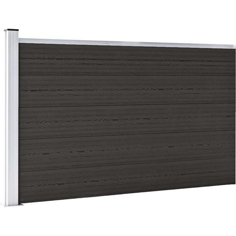 Panneau de clôture-Panneau de clôture Grillage de jardin WPC 175x105 cm Noir (1/5)