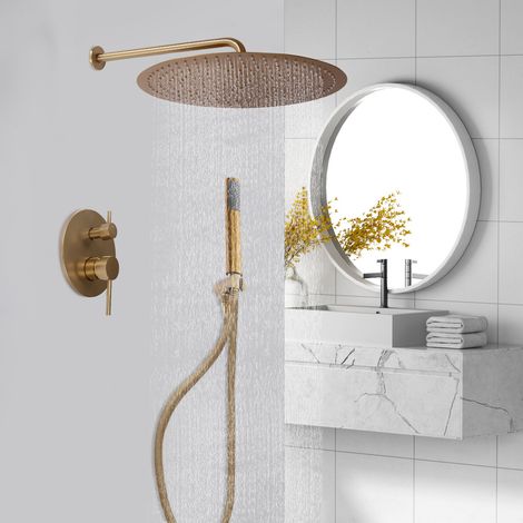 Gold Modern Messing Duschset mit Handbrause Regendusche Intelligenter Thermostat