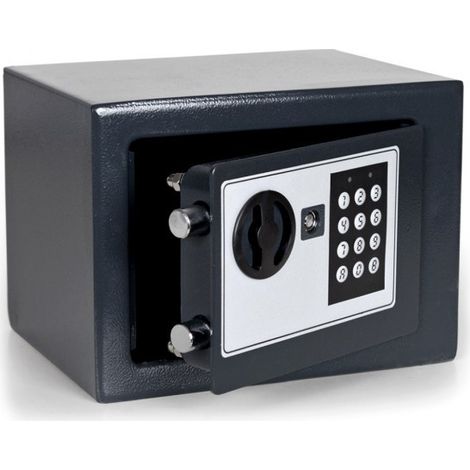 Coffre-fort électronique avec batterie (23 x 17 cm) (Gris)  Couleur: Noir