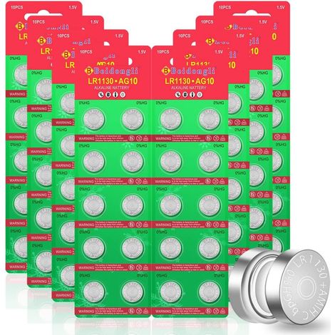 Lot de 80 Piles Bouton LR1130 AG10 1131 189 1,5 V LR54 (1/5)