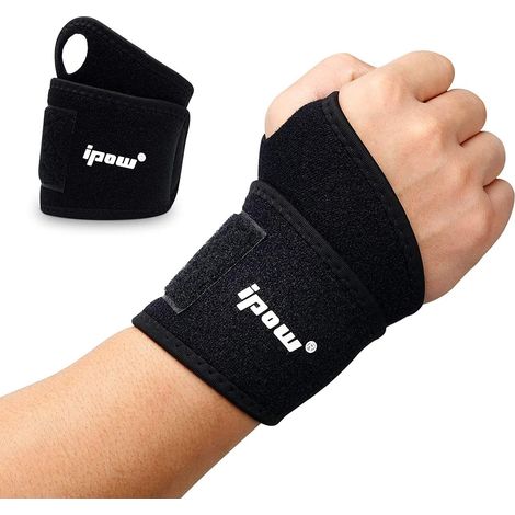 2 Pcs Bande Poignet Musculation avec Bande de Force Réglable pour Support Poignet dans Crossfit, Gym, Fitness, Sport, Bandage Serre Poignet Unisex – Noir (1/5)