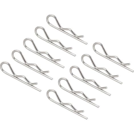 R Forme Ressort Clavette Clip Goupille x 50PCS Carbone Acier Fixation Assortiment Retenue Cheveux Pin pour Farm et Hitch Pin Lock System, [Argenté, 1.5mm x 33mm] (1/5)