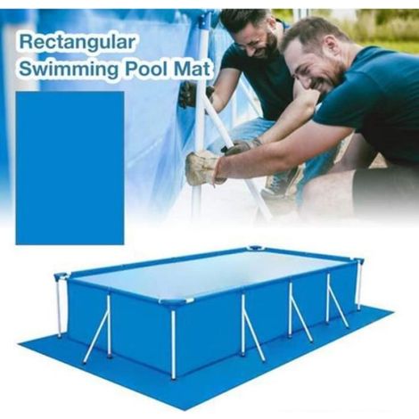 Tapis De Sol - Polyester - Pour Piscine Hors Terre Rectangulaire - 445 X 254 Cm - Bleu (1/4)