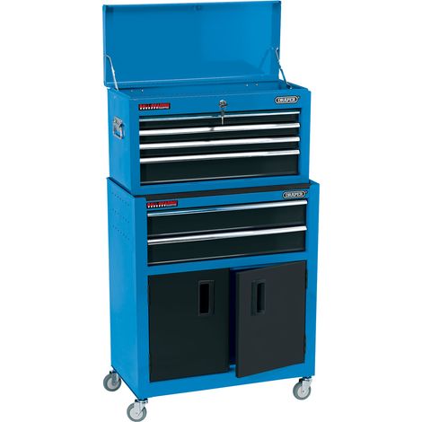 Blue Rolling Toolbox Cabinet with Storage Drawer, 61.6x33x99.8cm by Draper Tools