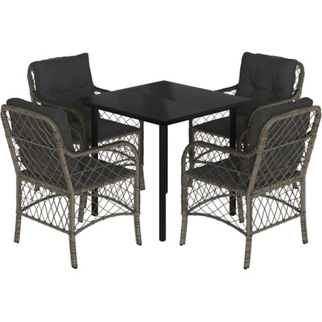 Maison Exclusive - Set comedor de jardín 5 piezas con cojines rat (1/5)