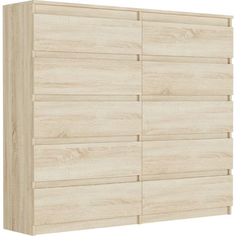 Hohe Kommode mit Schubladen Sonoma, 120 x 140 x 40 cm Modern R140S10