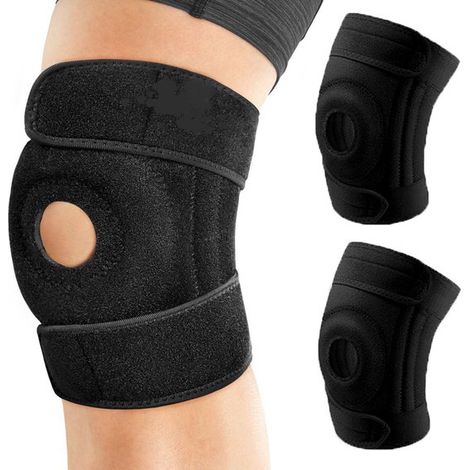 1 par de rodilleras antideslizantes - Talla única - Para correr, ciclismo y deportes al aire libre - Color negro (1/5)