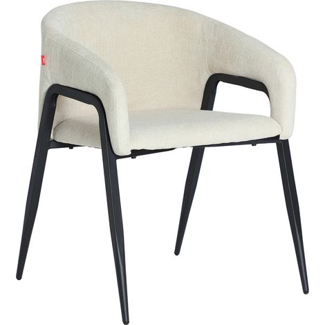 Lot de 2 fauteuils contemporains en polyester blanc et structure en fer noir - Blanc cassé et fer noir (1/5)
