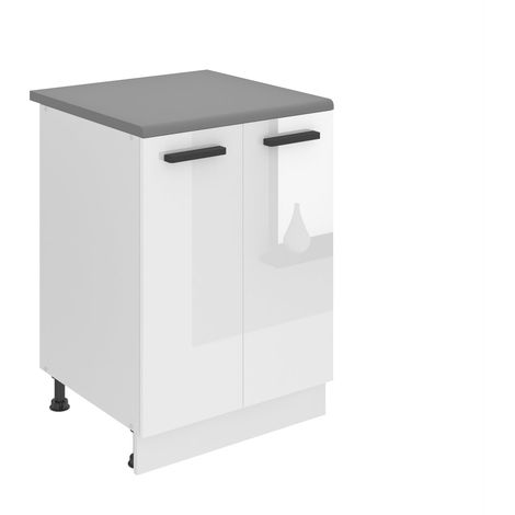 BELINI Meuble Cuisine Bas avec Plan de Travail SD20 I Meubles de Cuisine - Taille: 51,6 x 60 x 85 cm I Petit Meuble Cuisine - 2 Portes I Couleur : Blanc très Brillant (1/5)