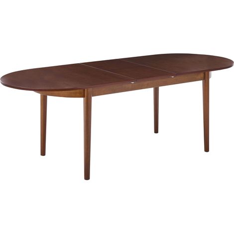 Table de Salle à Manger Moderne Ovale Pieds en Bois 180/220 x 90 cm Placage Bois de Frêne Foncé Larto (1/5)