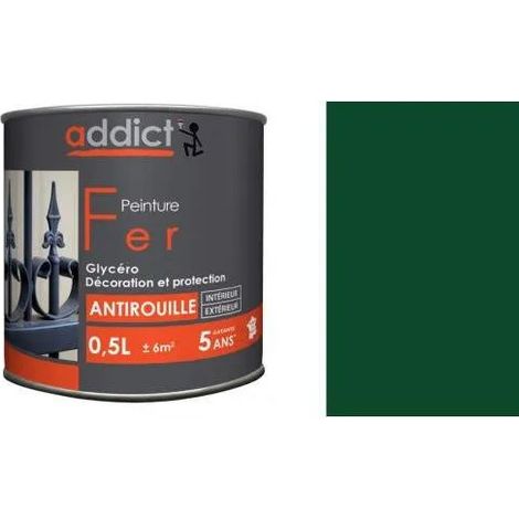 Pintura de hierro glicero antióxido, verde musgo, 2,5 litros interior y exterior.