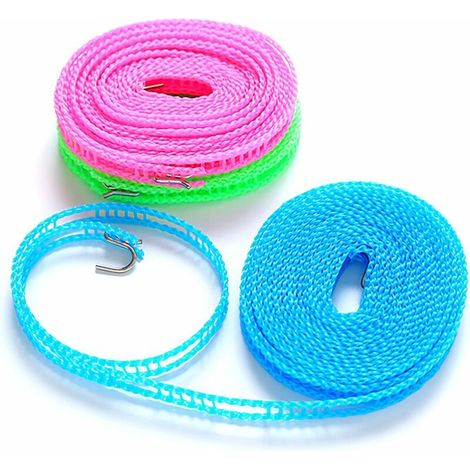(3 Pièces) Corde À Linge Exterieur Portable,5 M / 16.4Ft Nylon Coupe-Vent Corde De Séchage Pour Camping En Plein Air Cintre De Voyage Ou Intérieur Usage Domestique Accessoire De La Maison (1/5)