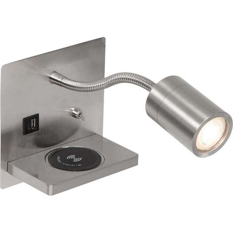 Wandleuchte LED Schlafzimmerleuchte Wandlampe Ladestation Stahl Schwenkbar (1/5)