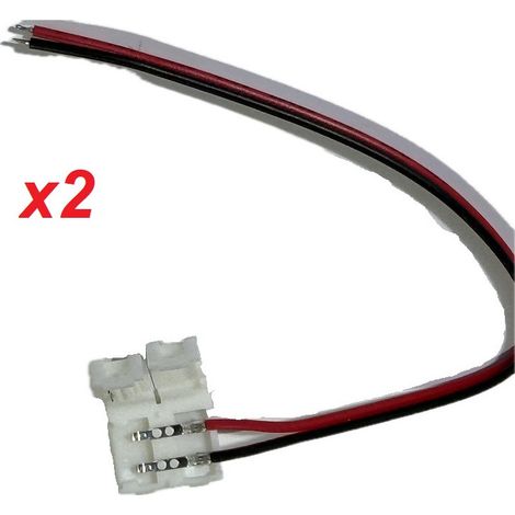 Kit de 2 connecteurs d'alimentation pour bandeau LED flexible L10mm précablés 2 fils rouge-noir intérieur IP20 TRAJECTOIRE (1/2)