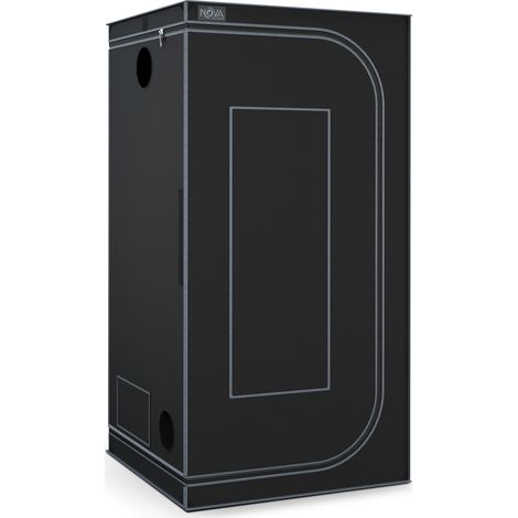 NovaGrove Growzelt 90x90x180cm , Growbox mit 1680D robuster & wasserdichter Außenschicht, Aluminium-Innenbeschichtung, mit Sichtfenster & Bodenwanne, A09(Schwarz)