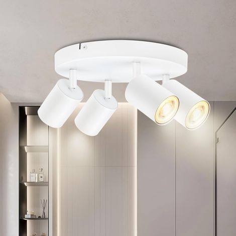 1 Ceiling Light with 4 GU10 Spots, 350° Adjustable, Aluminum, For Living Room Kitchen (1/5)