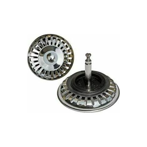 Lot de 2 bouchons de vidange universels de 8 cm en acier inoxydable pour évier de cuisine et salle de bain. Bouchon double couche. (1/4)