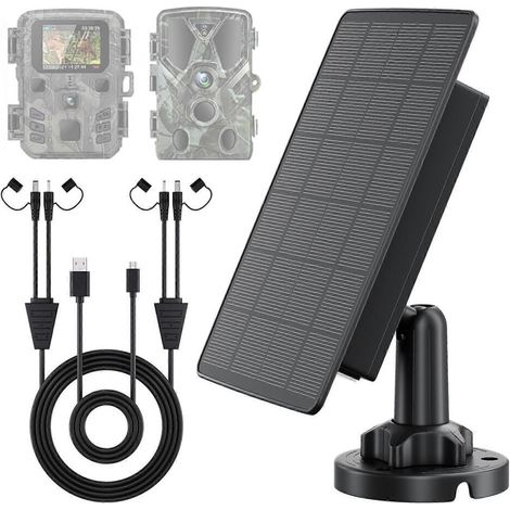 Panneau solaire GETIT compatible avec les caméras de chasse, doté d'une batterie de 5000 mAh, d'une double sortie 12 V/6 V, étanche IP66, idéal pour la chasse et l'observation de la faune sauvage.