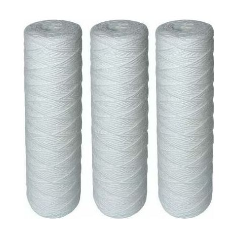Pack di 3 cartucce filtranti wirewound 10-pollici – Filtrazione di sedimenti fino a 25 micron – vita 1 anno Compatibile con filtri per l'acqua (1/5)