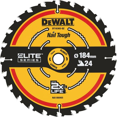 Dewalt DT10302-QZ Extreme Series 2nd Fix Circular Saw Blade – 184mm Diameter, 16mm Arbor, 24 Teeth