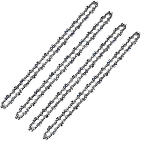 Chaîne de tronçonneuse 52 Maillons, Pas de 3/8" LP, Jauge 050" (1,3mm) Faible Rebond (Low-Kickback), Lot de 4 Chaînes de Tronçonneuse 52 Entraineurs pour Guide-Chaîne de 14" (35 cm)