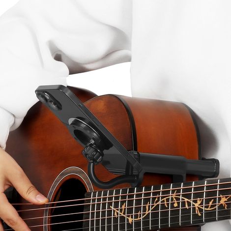 Support magnétique pour guitare et téléphone - Support réglable pour guitares/ukulélés de 6 à 8,8 cm d'épaisseur, porte-partitions, idéal pour les partitions numériques (1/5)