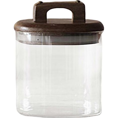 Transparenter Glasbehälter mit Holzdeckel zur Aufbewahrung von Süßigkeiten-700ml (1/5)