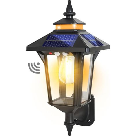 Lampes Solaires Extérieur, Lumière Extérieure Solaire avec Détecteur de Mouvement, 3 Modes Intelligents, Applique Murale Solaire Étanche IP65, Style Vintage pour Jardin, Garage (1/5)