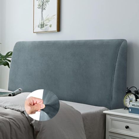 Housses de Tête de lit, Tissu Velours Stretch Doux, Protecteur Antipoussière pour Housse de Lit Rembourrée(Gris, Tête de lit Longueur:150-170cm) (1/5)
