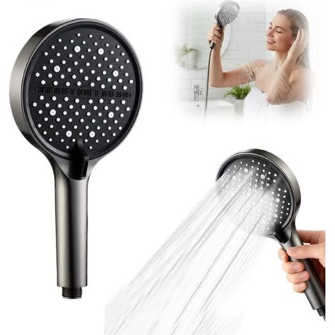 Soffione doccia, ampio pannello frontale da 130 mm, 4 tipi di getto, finitura cromata ad alta pressione, pannelli frontali in silicone, facile da pulire, regolazione universale.
