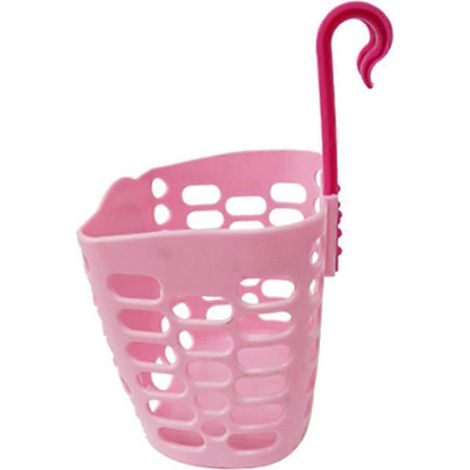 Panier de rangement en plastique rose pour vélos d'enfants avec fixations pour guidon (1/5)