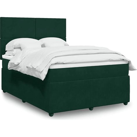 Boxspringbett mit Matratze Dunkelgrün 140x200 cm Samt (1/5)