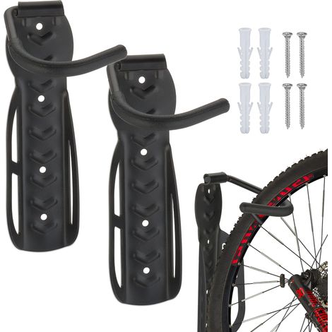 Set 8 soportes bicicleta de pared, Sujeción hasta 25 kg cada uno, Negro