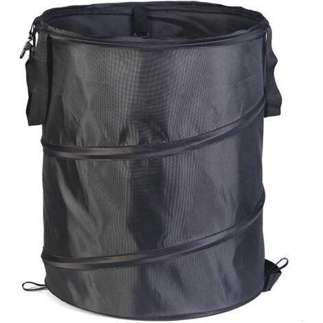 Bolsa para residuos, bolsa plegable para residuos de jardín con asas, negra, sólida - φ4555cm (1/2)