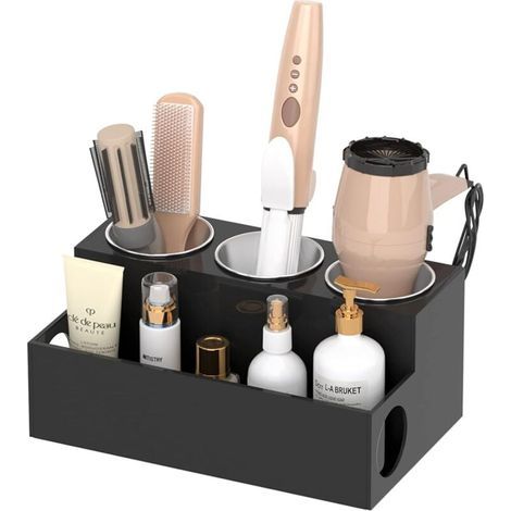 Organizer für Haarstyling-Geräte, schwarzer Acryl-Haartrockner- und Stylingständer, Haartrocknerhalter für die Badezimmerablage (1/5)