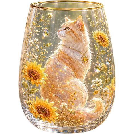 Klares, mundgeblasenes Whiskyglas mit einem niedlichen Tiermotiv (1/2)