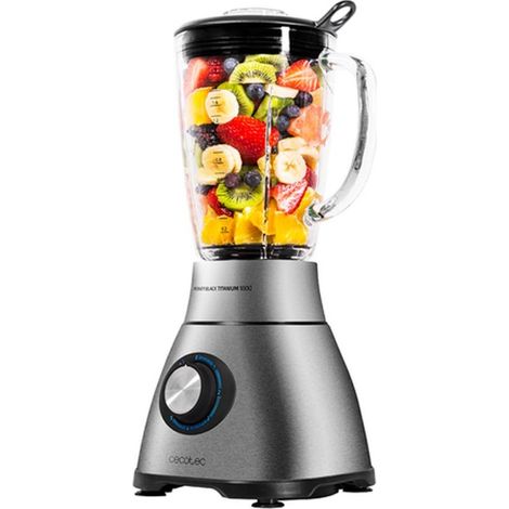 Batidora de sobremesa Cecotec Power Black Titanium 2500 W 1,8 L con 5 velocidades, Turbo y hielo picado