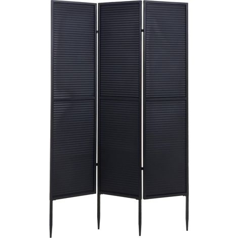 Paravento da giardino divisorio divisorio per privacy 3 pannelli metallici 200x121 cm nero 040003236