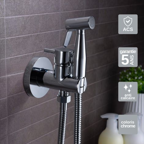 Kit Douchette hygiénique à encastrer pour WC ou bidet chromé – Design moderne et Économie d'eau - MUNICH IMEX (1/7)