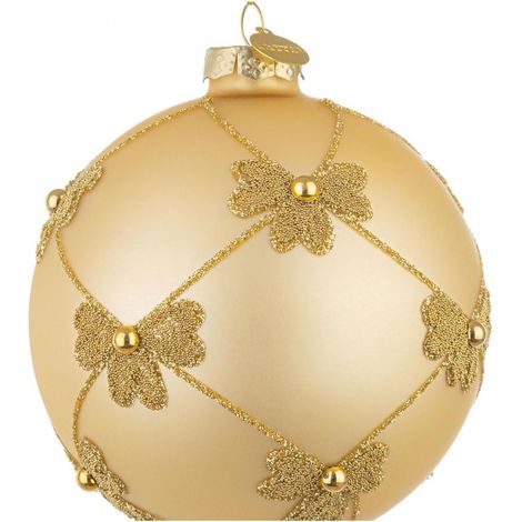 PALLINA CHAMPAGNE CON FIOCCHI  BIZZOTTO FLOCK VETRO D10