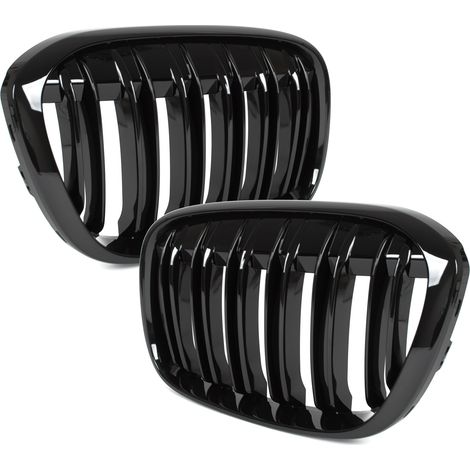 BMW X1 F48 15-19 griglie tra i fari (reni) sinistra + destra set NERO LUCIDO DOPPIA BARRA