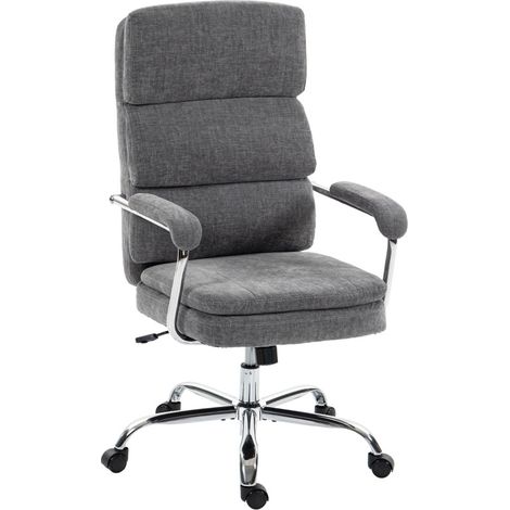 CHICFURN Sedia da ufficio ergonomica 72,5 x 65 x 118 cm in poliestere grigio, 360° (1/5)