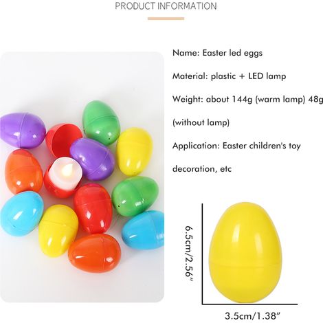 12 Pièces Œufs de Pâques LED Décorations de Fête Maison Ambiance Colorées Lumière Festive pour Décor (1/3)