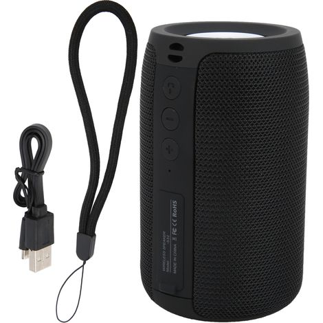 Enceinte Bluetooth sans fil étanche, portable, 2 haut-parleurs stéréo, câble USB, noire, version améliorée (1/5)
