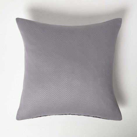HOMESCAPES Kissenbezug mit Zick-Zack-Muster, grau, 45 x 45 cm