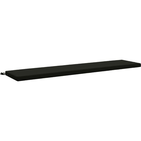 Coussin pour banc d'extérieur et intérieur en polyester déhoussable noir 200 x 40 x 5 cm, 1.9kg (1/5)