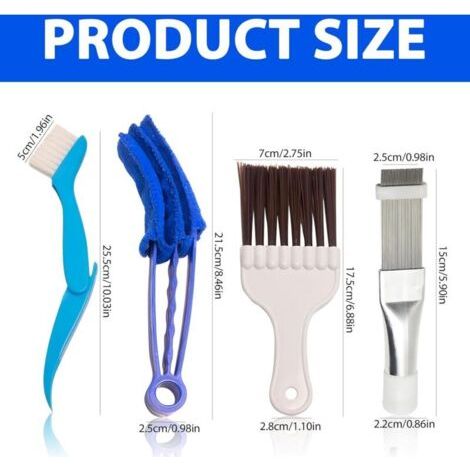 4 Pièces Brosse de Nettoyage À Ailettes,Peignes À Condensateur Peigne D'Aileron de Condensateur de Climatiseur Peigne À Lamelles Kit Nettoyage (1/3)